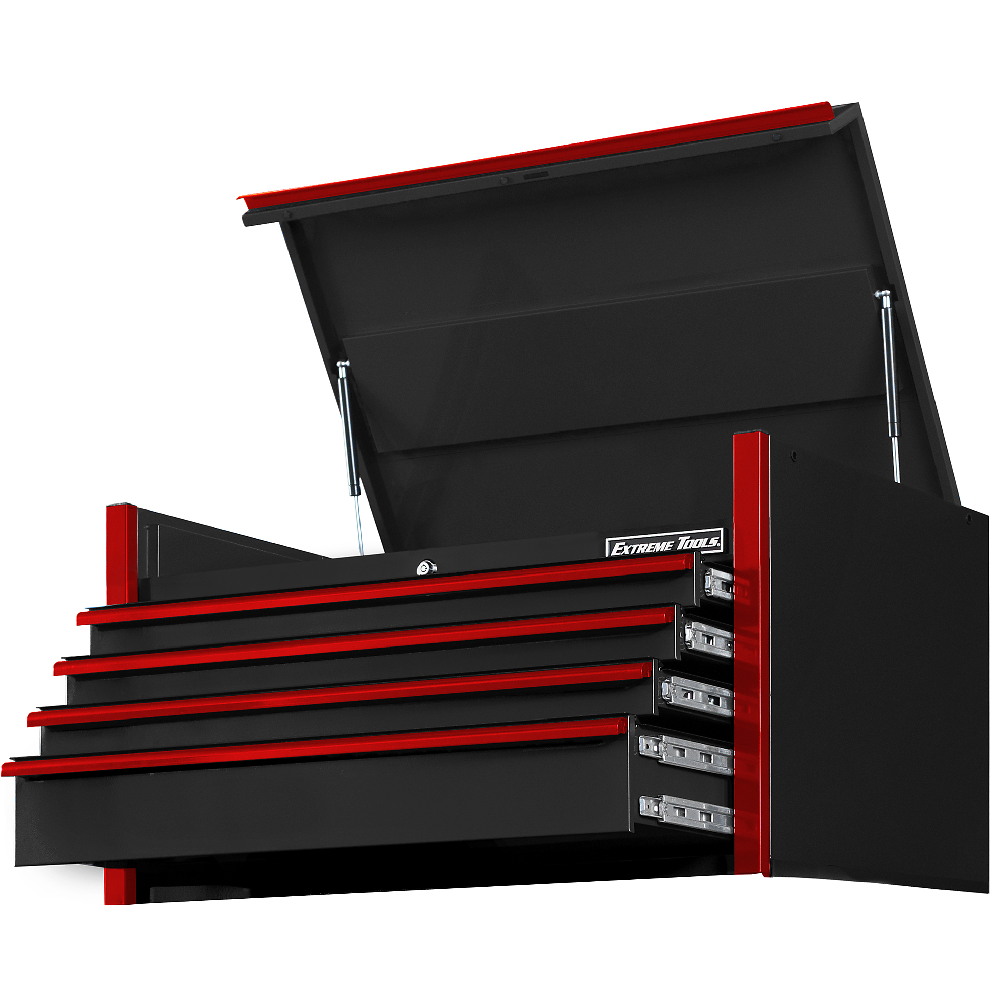 Extreme Tools DX Series Top Chest - 41in.W x 25in.D, 4 Drawers, 100-Lb. Capacity, Black/Red, Model# DX412504CHBKRD